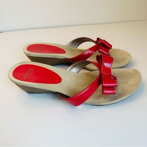 Mootsies Tootsies Bright Pink Bow Wedge Sandals Size 10 Light Wear - Picture 2 of 6